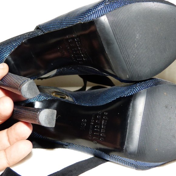 EDMUNDO CASTILLO BLUE LEATHER HEELS SZ 35.5 - Picture 9 of 11